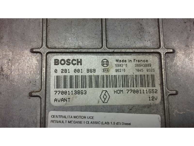 Recambio de centralita motor uce para renault megane i classic (la0) 1.9 dti diesel cat referencia OEM IAM 0281001969 246 
