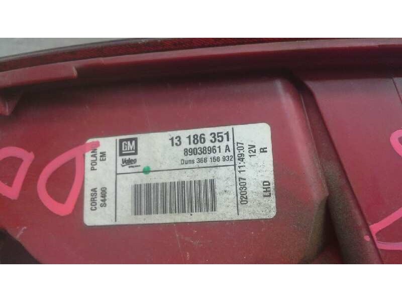 Recambio de piloto trasero derecho para opel corsa d referencia OEM IAM 13186351 89038961 