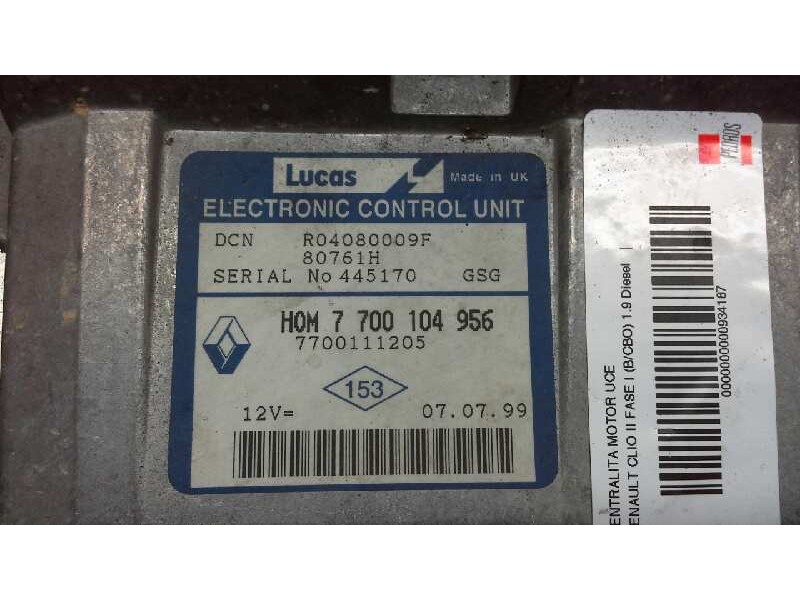 Recambio de centralita motor uce para renault clio ii fase i (b/cbo) 1.9 diesel referencia OEM IAM 7700111205 104 
