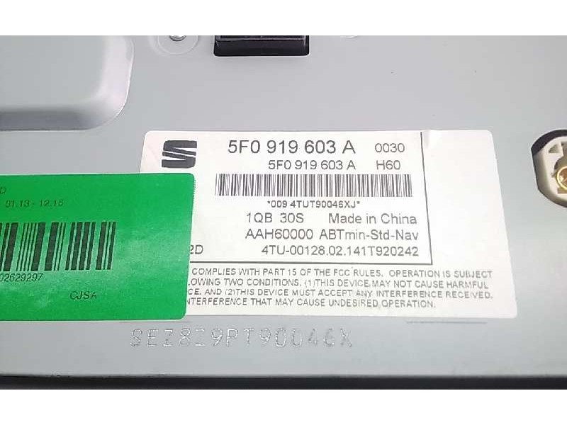 Recambio de sistema audio / radio cd para seat leon sc (5f5) fr referencia OEM IAM 5F0919603A  
