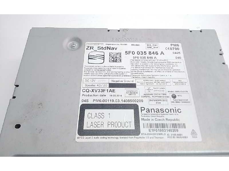 Recambio de sistema navegacion gps para seat leon sc (5f5) fr referencia OEM IAM 5F0025846A  