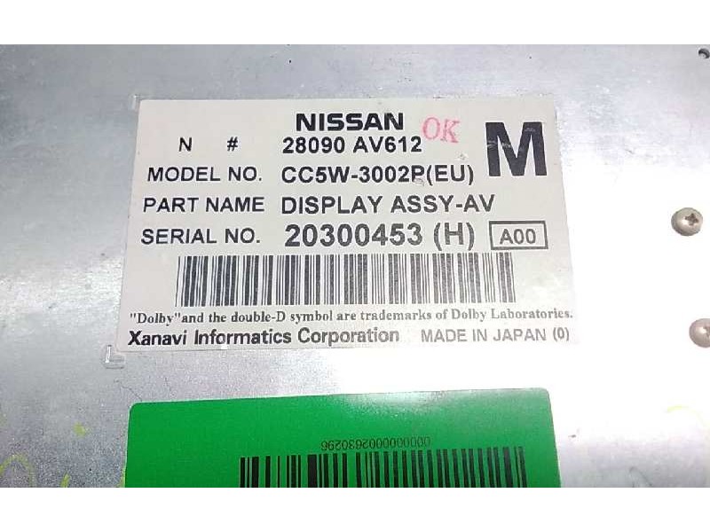 Recambio de pantalla multifuncion para nissan primera berlina (p12) referencia OEM IAM 28090AV612  
