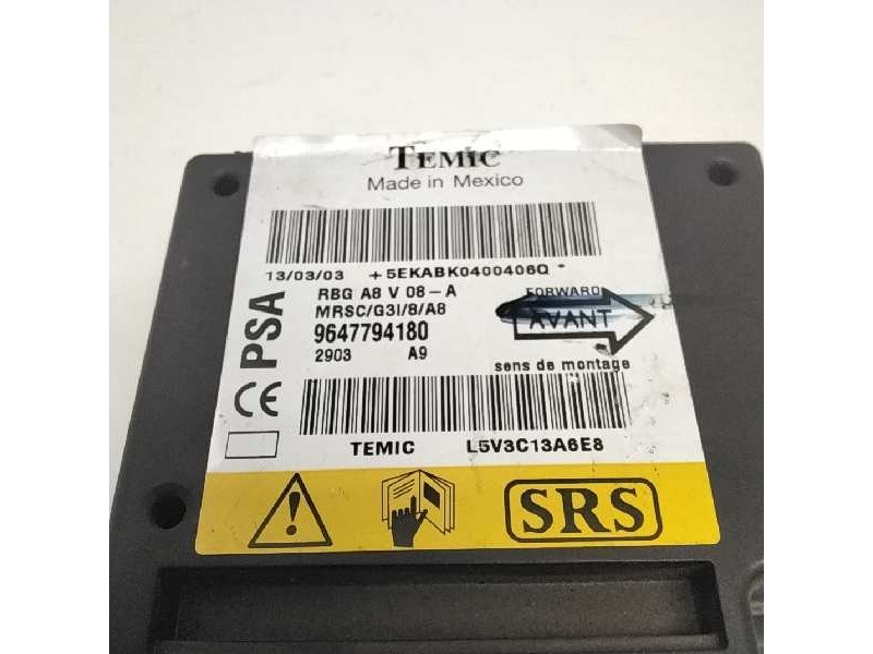 Recambio de centralita airbag para citroen c3 hdi 70 collection referencia OEM IAM 9647794180  