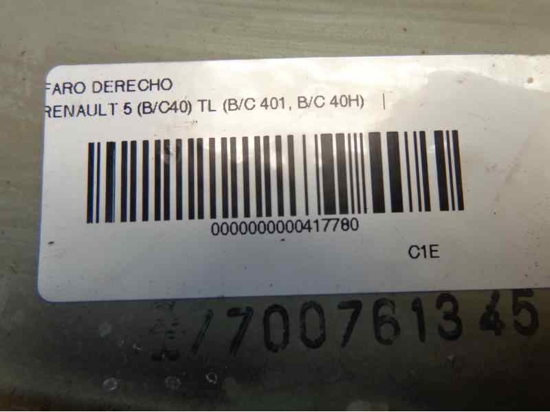 Recambio de faro derecho para renault 5 (b/c40) tl (b/c 401, b/c 40h) referencia OEM IAM   