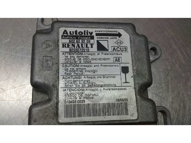 Recambio de centralita airbag para renault kangoo (f/kc0) 1.9 diesel referencia OEM IAM 602629200 AUTOLIV 602 62 92 00
