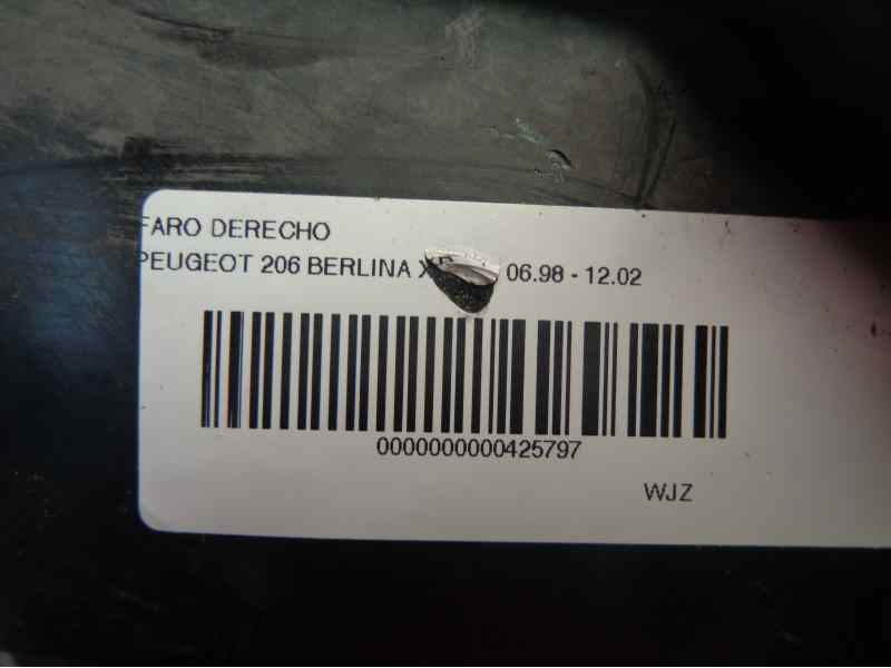 Recambio de faro derecho para peugeot 206 berlina 1.9 diesel referencia OEM IAM   