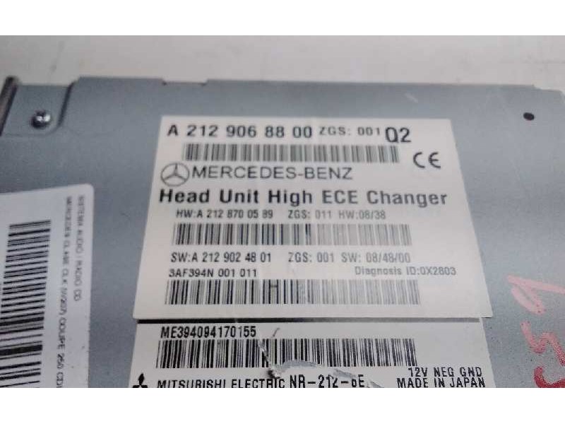 Recambio de sistema audio / radio cd para mercedes clase clk (w207) coupe 250 cdi blueefficiency (207.303) referencia OEM IAM A2