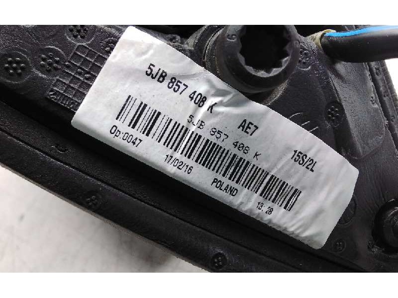 Recambio de retrovisor derecho para skoda rapid active referencia OEM IAM 5JB857408K  