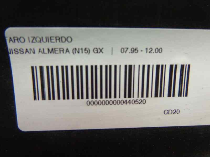Recambio de faro izquierdo para nissan almera (n15) gx referencia OEM IAM 260601N726  