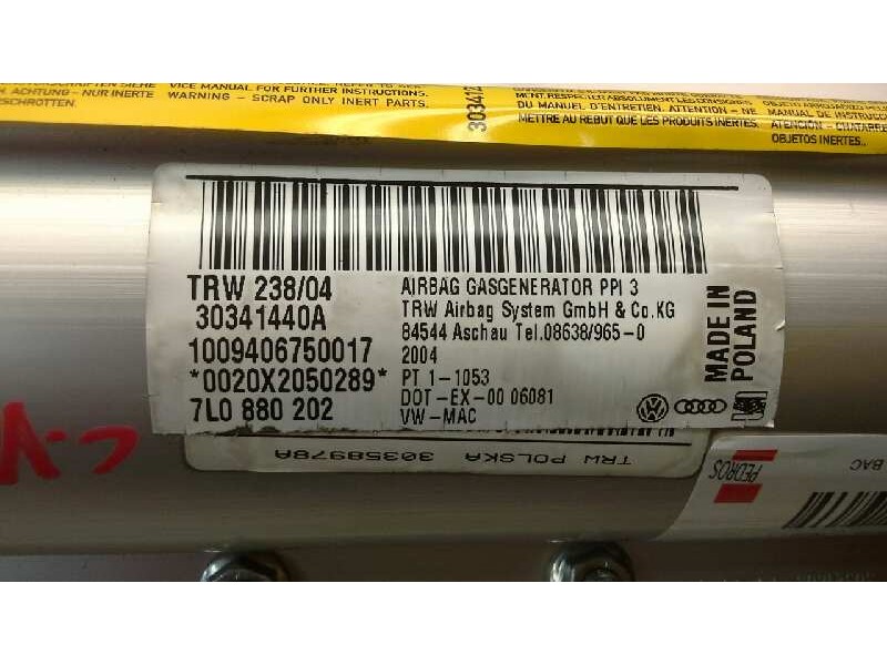 Recambio de airbag delantero derecho para volkswagen touareg (7la) tdi r5 referencia OEM IAM 7L0880202E  