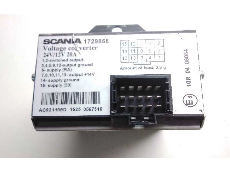 Recambio de transformador 24v a 12v para scania serie p/g/r (l-clase) 12.7 diesel referencia OEM IAM 1729858  