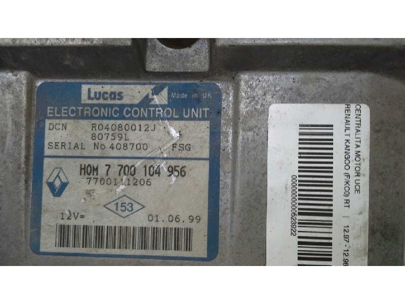 Recambio de centralita motor uce para renault kangoo (f/kc0) rt referencia OEM IAM R04080012J 272 