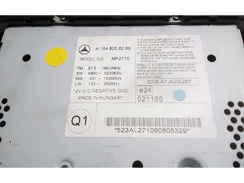 Recambio de panel control radio para mercedes clase m (w164) 280 / 300 cdi (164.120) referencia OEM IAM A1648208289  