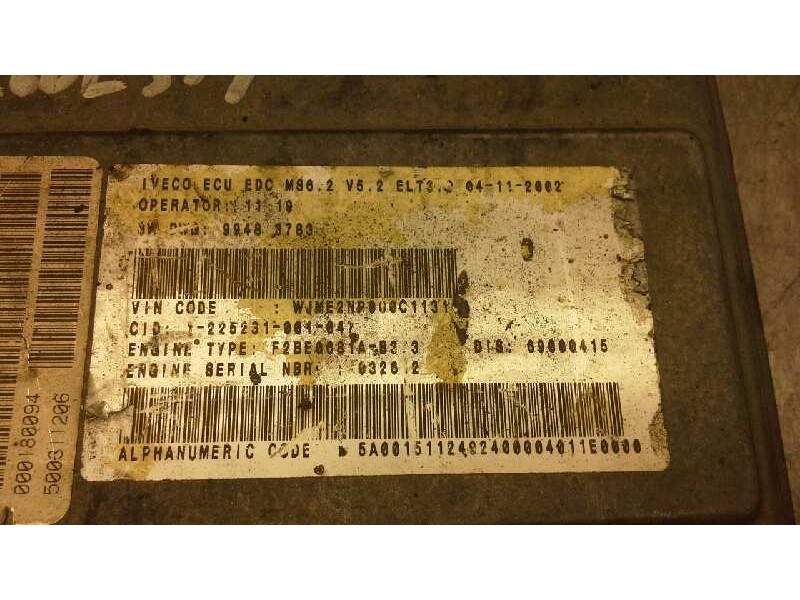 Recambio de centralita motor uce para iveco eurotech (mp) 9.5 diesel referencia OEM IAM 0281001527 232 