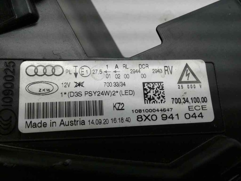 Recambio de faro xenon derecho para audi a1 (8x) referencia OEM IAM 8X0941044  