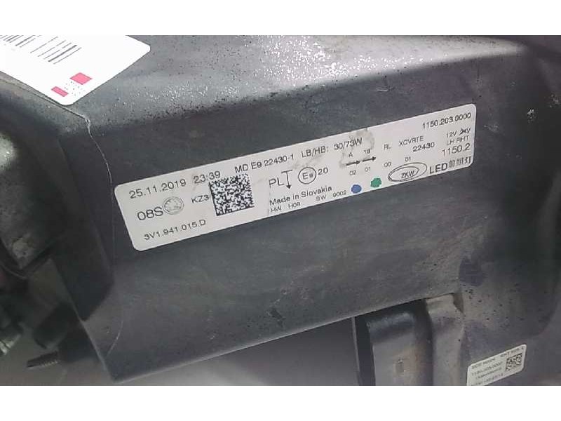 Recambio de faro xenon izquierdo para skoda superb (3v3) referencia OEM IAM 3V1941015D  
