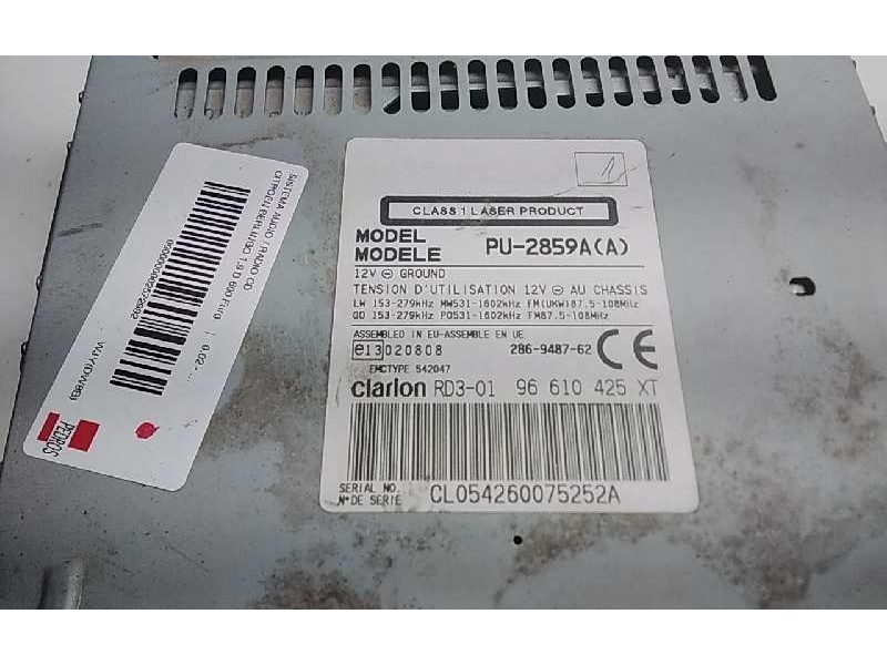Recambio de sistema audio / radio cd para citroen berlingo 1.9 d 600 furg. referencia OEM IAM 99610425XT  