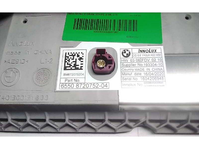 Recambio de pantalla multifuncion para bmw serie 2 gran coupe (f44) 218i referencia OEM IAM 6550872075204  
