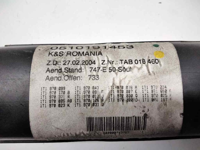 Recambio de caja fusibles para volkswagen touran (1t1) advance referencia OEM IAM 0510191453  