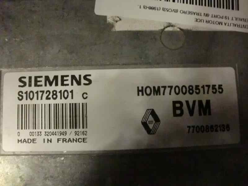 Recambio de centralita motor uce para renault 19 hatchback (b/c53) 1.8 referencia OEM IAM S101728101C 182 53928