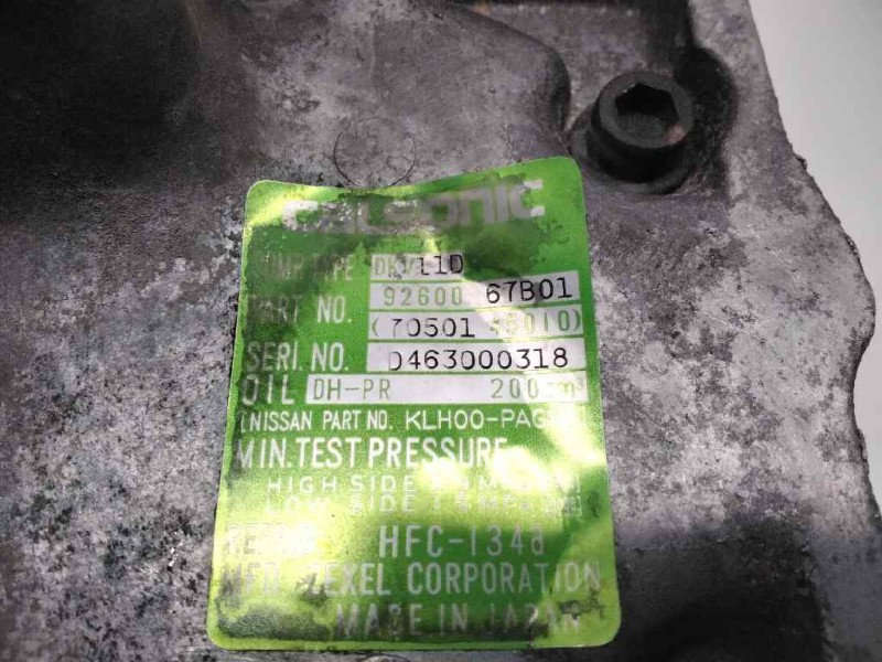 Recambio de compresor aire acondicionado para nissan micra (k11) básico (k11) referencia OEM IAM 9260067B01 7050145010 506021246