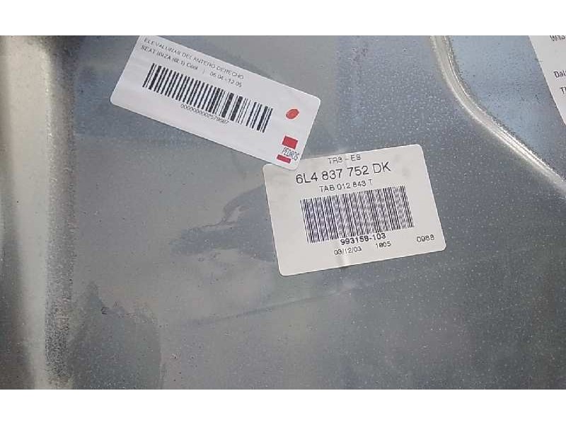 Recambio de elevalunas delantero derecho para seat ibiza (6l1) cool referencia OEM IAM 6L4837752DK  