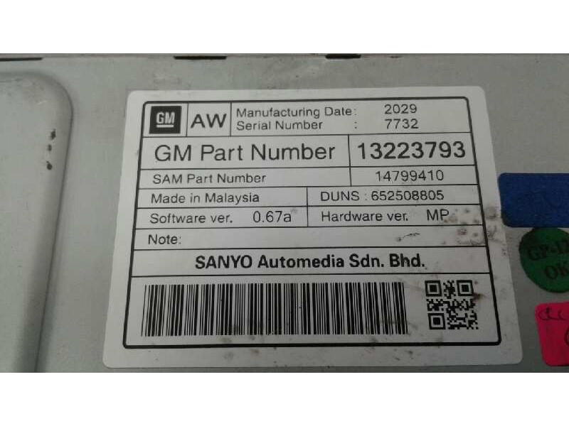 Recambio de sistema audio / radio cd para opel insignia berlina excellence referencia OEM IAM 13223793  