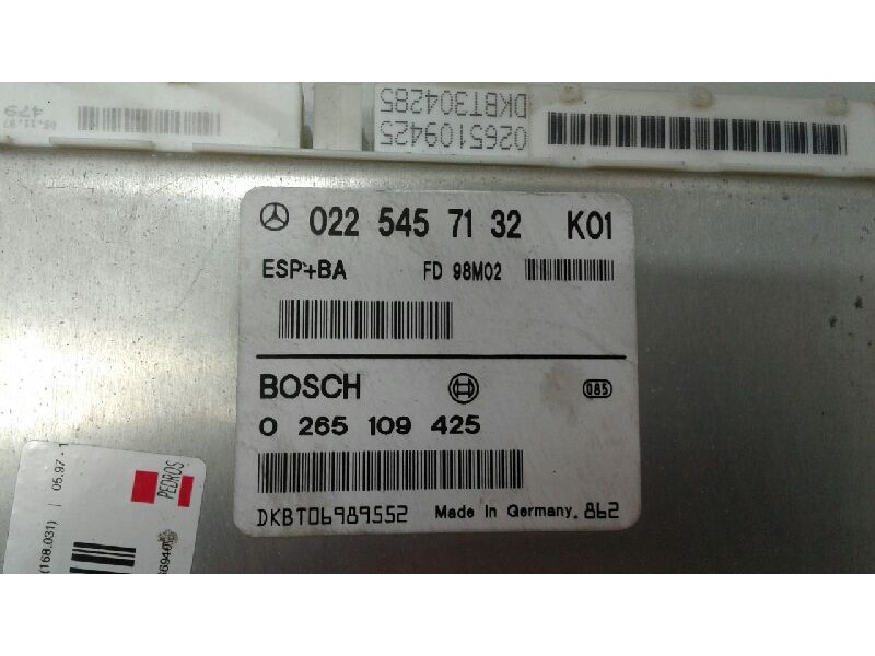 Recambio de centralita motor uce para mercedes clase a (w168) 140 (168.031) referencia OEM IAM 0265109425  