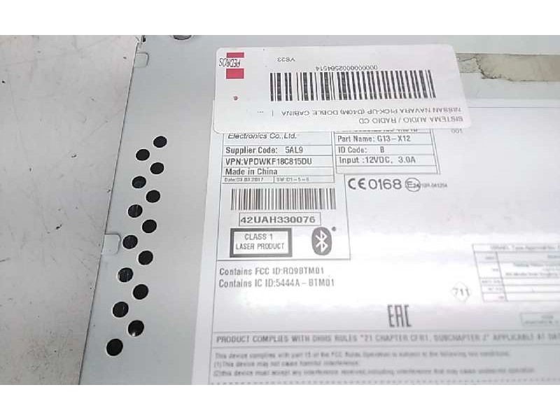 Recambio de sistema audio / radio cd para nissan np300 pick-up (d23) acenta double cab 4x4 referencia OEM IAM   