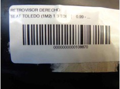 Recambio de retrovisor derecho para seat toledo (1m2) 1.9 tdi referencia OEM IAM   96776 2