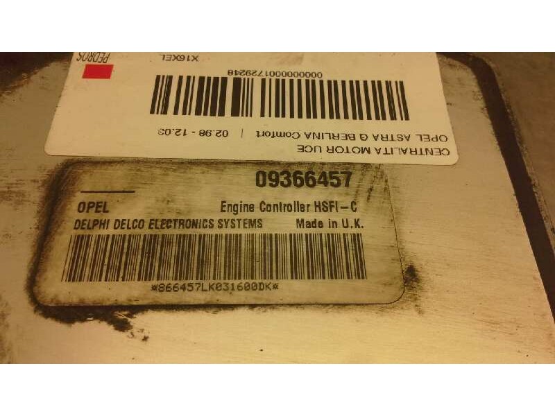 Recambio de centralita motor uce para opel astra g berlina comfort referencia OEM IAM 09366457 170 