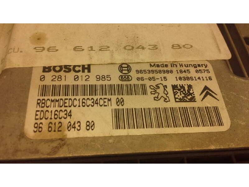 Recambio de centralita motor uce para citroen c4 coupe collection referencia OEM IAM 0281012985 314 