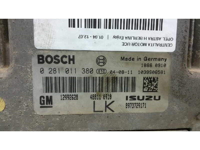 Recambio de centralita motor uce para opel astra h berlina enjoy referencia OEM IAM 0281011380 168 