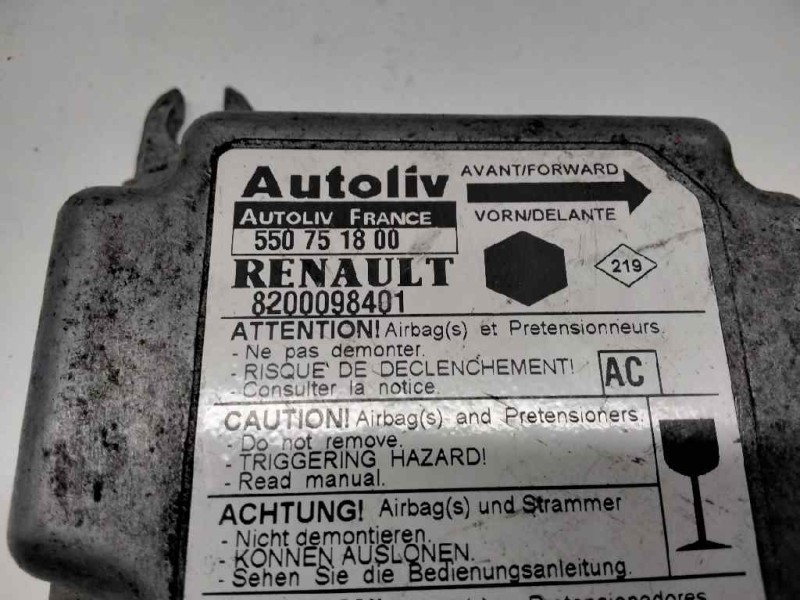 Recambio de centralita airbag para renault kangoo (f/kc0) referencia OEM IAM 550751800 8200098401 