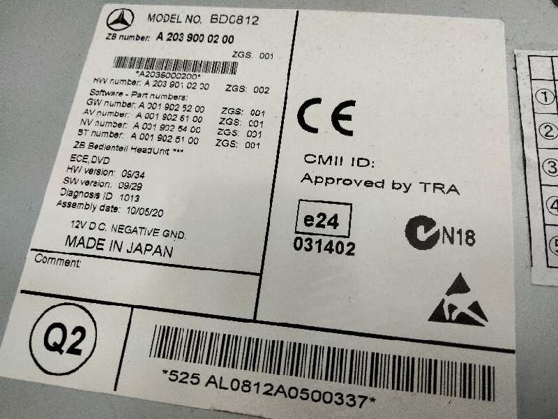 Recambio de sistema audio / radio cd para mercedes clase clc (cl203) clc 220 cdi (la) (203.708) referencia OEM IAM A2039000200  