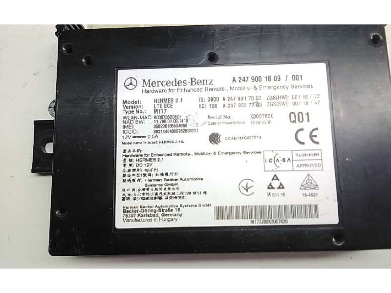 Recambio de modulo electronico para mercedes clase a berlina (bm 177) a 200 d (117.112) referencia OEM IAM A2479001809  
