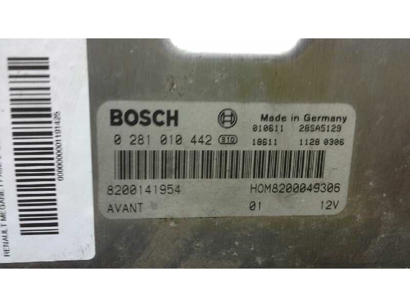 Recambio de centralita motor uce para renault megane i fase 2 berlina (ba0) 1.9 dti century referencia OEM IAM 0281010442 246 