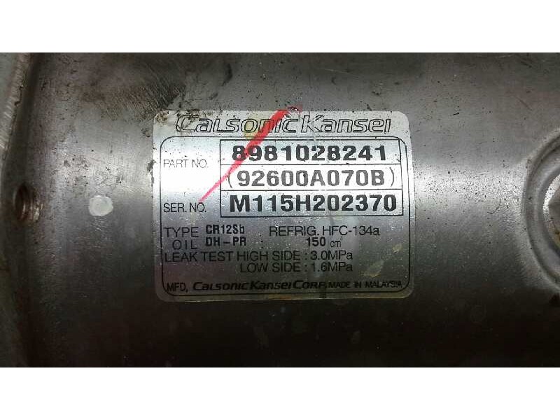 Recambio de compresor aire acondicionado para isuzu d-max 2.5 twin turbodiesel referencia OEM IAM 8981928241  