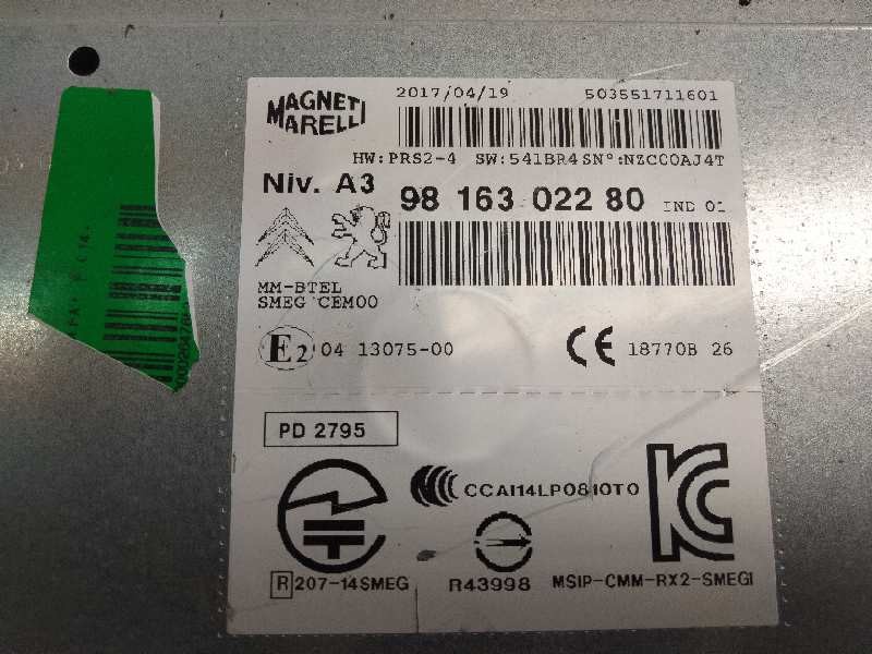 Recambio de modulo radio para citroen c4 cactus 1.6 blue-hdi fap referencia OEM IAM 9816302280  