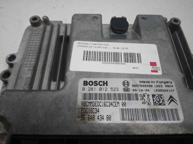 Recambio de centralita motor uce para citroen c3 1.4 hdi cool referencia OEM IAM 9664843480  
