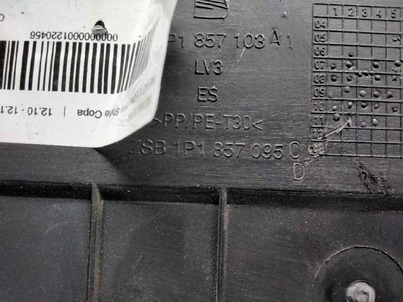 Recambio de guantera para seat leon (1p1) style copa referencia OEM IAM 1P1857095C  