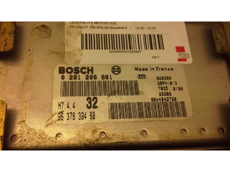 Recambio de centralita motor uce para peugeot 306 break boulebard referencia OEM IAM 0261206861 9637839480 