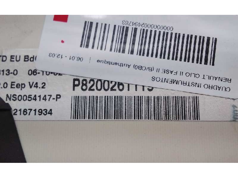 Recambio de cuadro instrumentos para renault clio ii fase ii (b/cb0) authentique referencia OEM IAM P8200261119  
