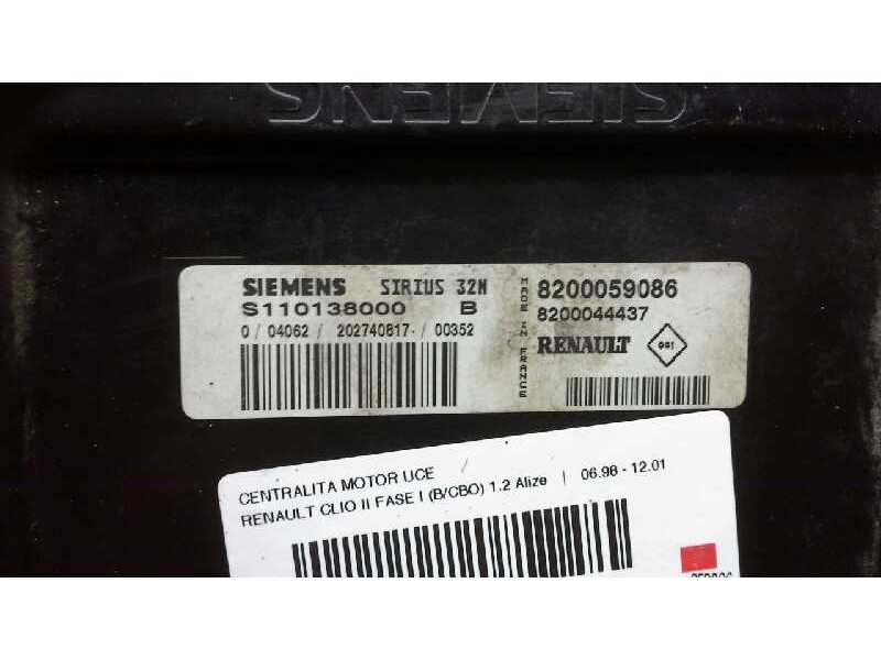 Recambio de centralita motor uce para renault clio ii fase i (b/cbo) 1.2 alize referencia OEM IAM S110138000 248 