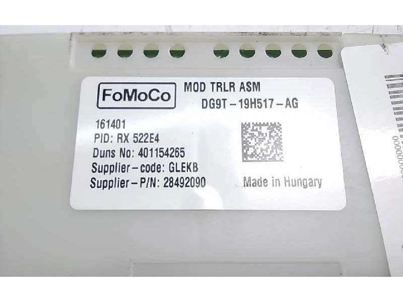 Recambio de modulo electronico para ford ranger (tke) doppelkabine 4x4 wildtrak referencia OEM IAM DG9T19B517AG  