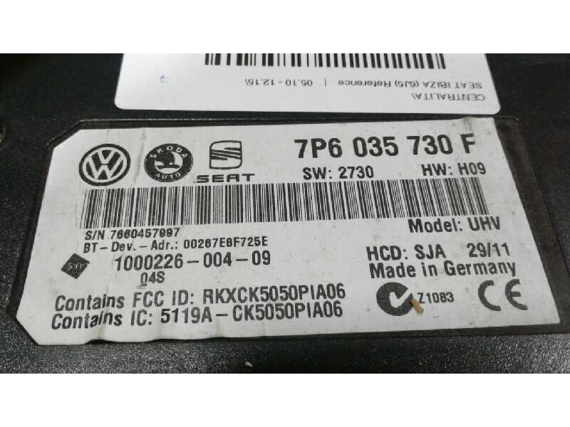 Recambio de centralita para seat ibiza (6j5) reference referencia OEM IAM 7P6035730  