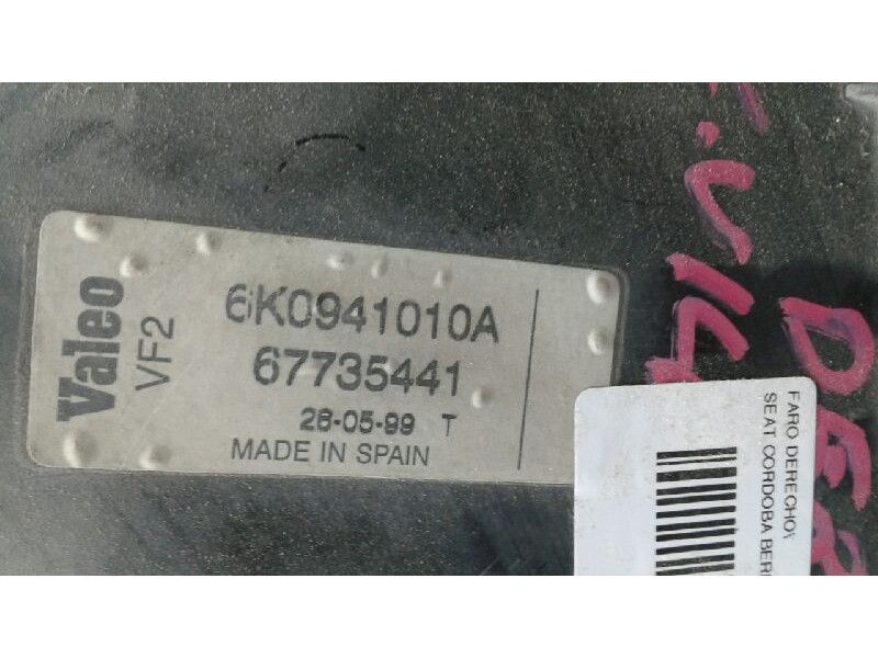 Recambio de faro derecho para seat cordoba berlina (6k2) dream referencia OEM IAM 6K1941016L  