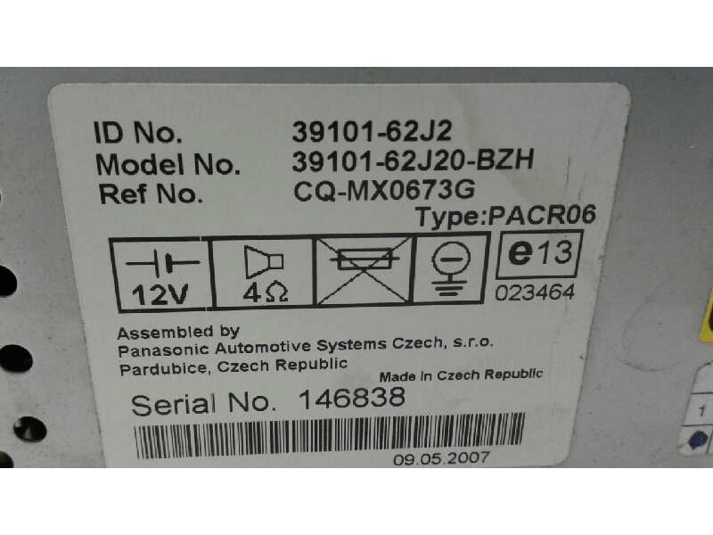 Recambio de sistema audio / radio cd para suzuki swift berlina (mz) gl (5-ptas.) referencia OEM IAM 3910162J2  