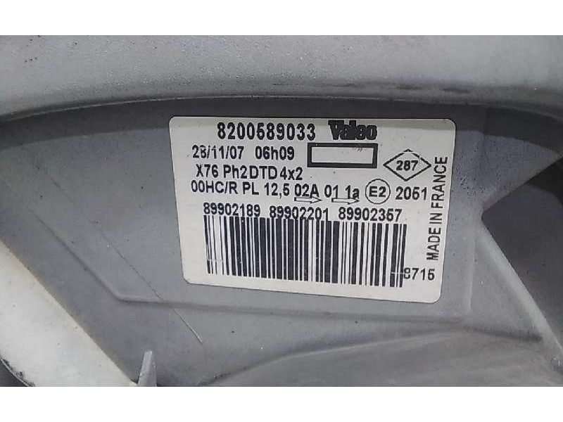 Recambio de faro derecho para nissan kubistar (x76) pro (l1) referencia OEM IAM 8200589033  