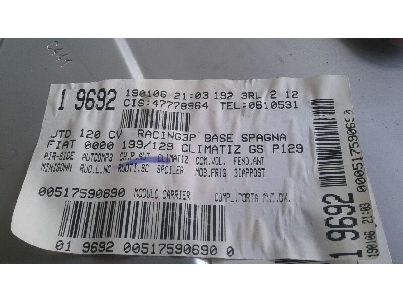 Recambio de elevalunas delantero derecho para fiat stilo (192) 1.9 120 dynamic multijet referencia OEM IAM 0046831652  